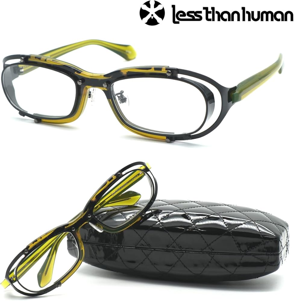 度ありメガネ 黒/黄色 レス ザン ヒューマン レス・ザン・ヒューマン Amazon | [レスザンヒューマン] 38507 col.5188 メガネ 度無レンズ